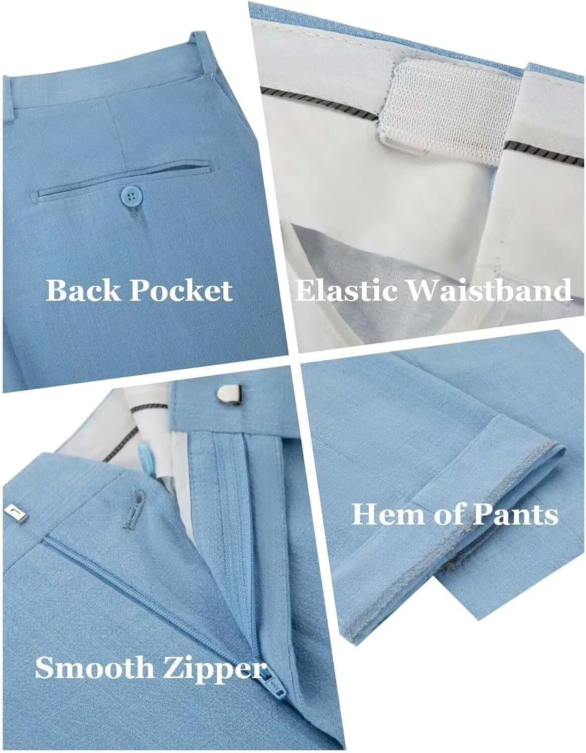 Wehilion Men's 2 Piece Linen Suits Slim Fit Casual Summer Beach Wedding Dress Tux Prom Lightweight Blazer Jacket and Pants