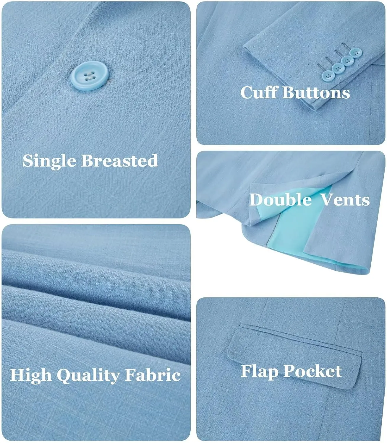 Wehilion Men's 2 Piece Linen Suits Slim Fit Casual Summer Beach Wedding Dress Tux Prom Lightweight Blazer Jacket and Pants