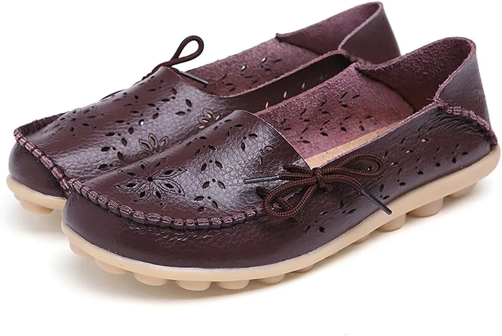 WERWAES Ladies Moccasin Flats Casual Loafers Breathable Walking Nurse Driving Fashion Soft Shoes Work Shoes