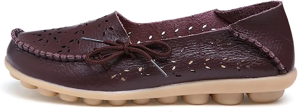 WERWAES Ladies Moccasin Flats Casual Loafers Breathable Walking Nurse Driving Fashion Soft Shoes Work Shoes