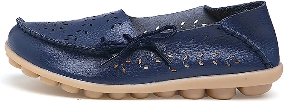WERWAES Ladies Moccasin Flats Casual Loafers Breathable Walking Nurse Driving Fashion Soft Shoes Work Shoes