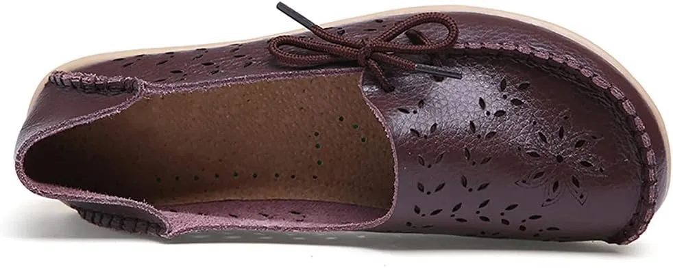 WERWAES Ladies Moccasin Flats Casual Loafers Breathable Walking Nurse Driving Fashion Soft Shoes Work Shoes