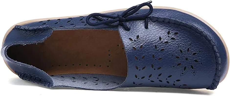 WERWAES Ladies Moccasin Flats Casual Loafers Breathable Walking Nurse Driving Fashion Soft Shoes Work Shoes