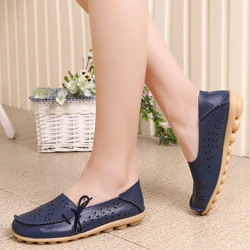 WERWAES Ladies Moccasin Flats Casual Loafers Breathable Walking Nurse Driving Fashion Soft Shoes Work Shoes