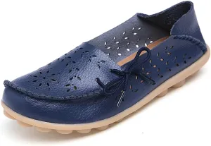 WERWAES Ladies Moccasin Flats Casual Loafers Breathable Walking Nurse Driving Fashion Soft Shoes Work Shoes
