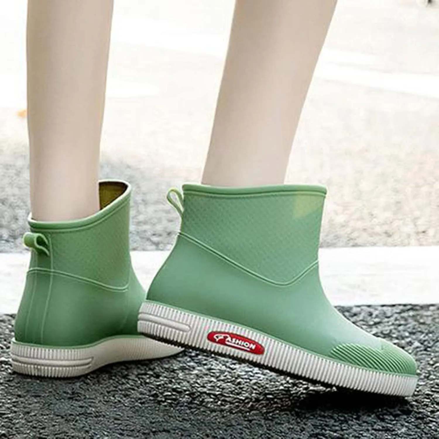 Wide Rainboots Boots Womens Waterproof Non-Slip Rubber Ankle Boots Rain Boots Waterproof Short Garden Boots