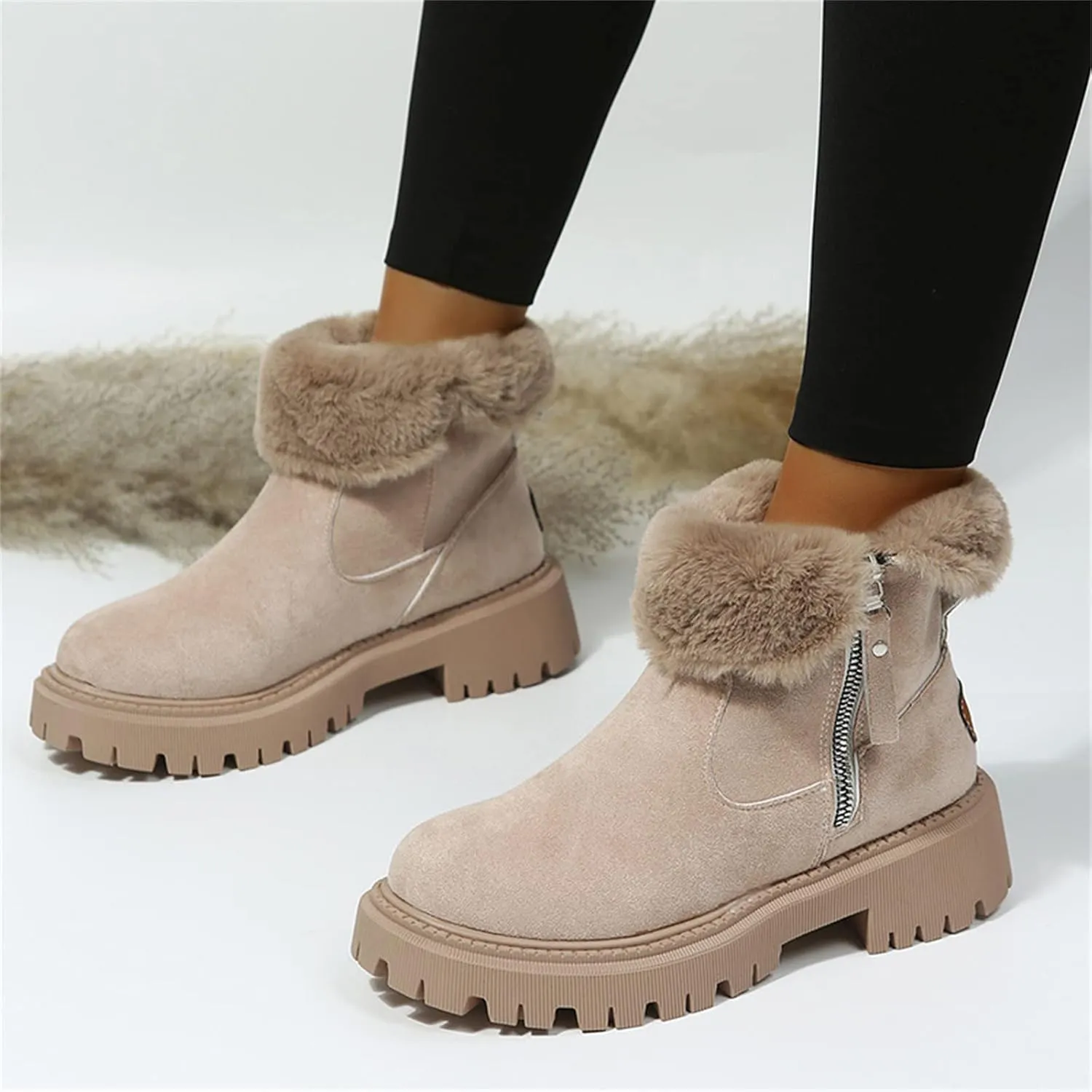 Winter Dress Boots For Women 2024 Snow Boots Classic Faux Fur Lined Slip On Ankle Booties Fashion Warm Loafers Shoes