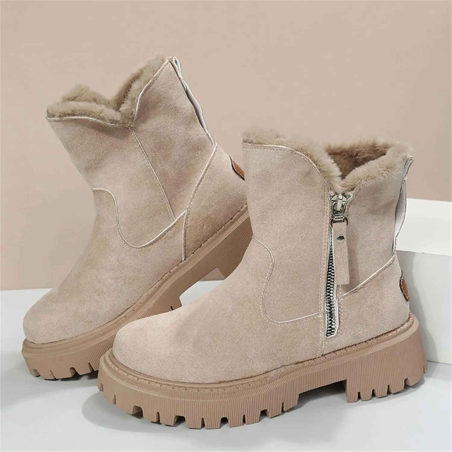 Winter Dress Boots For Women 2024 Snow Boots Classic Faux Fur Lined Slip On Ankle Booties Fashion Warm Loafers Shoes