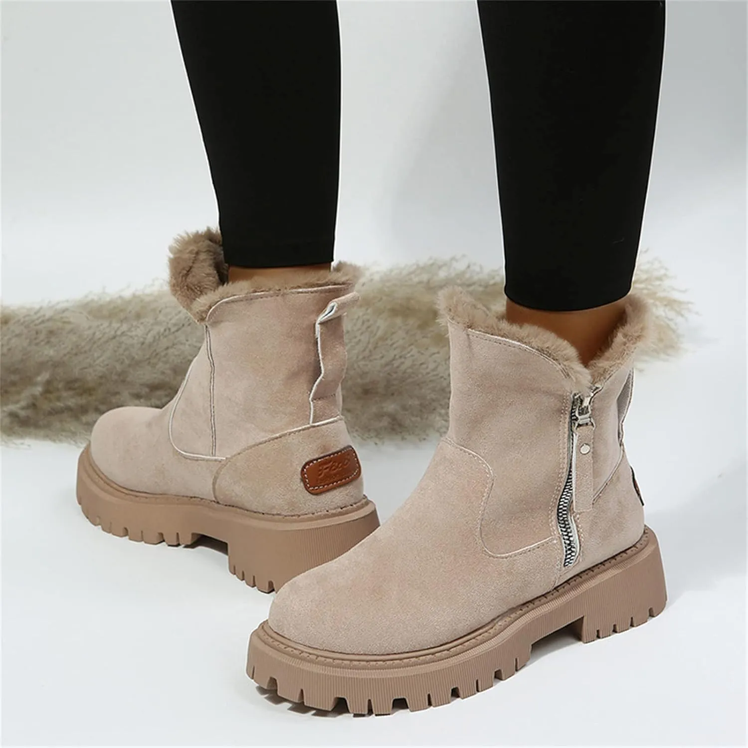 Winter Dress Boots For Women 2024 Snow Boots Classic Faux Fur Lined Slip On Ankle Booties Fashion Warm Loafers Shoes