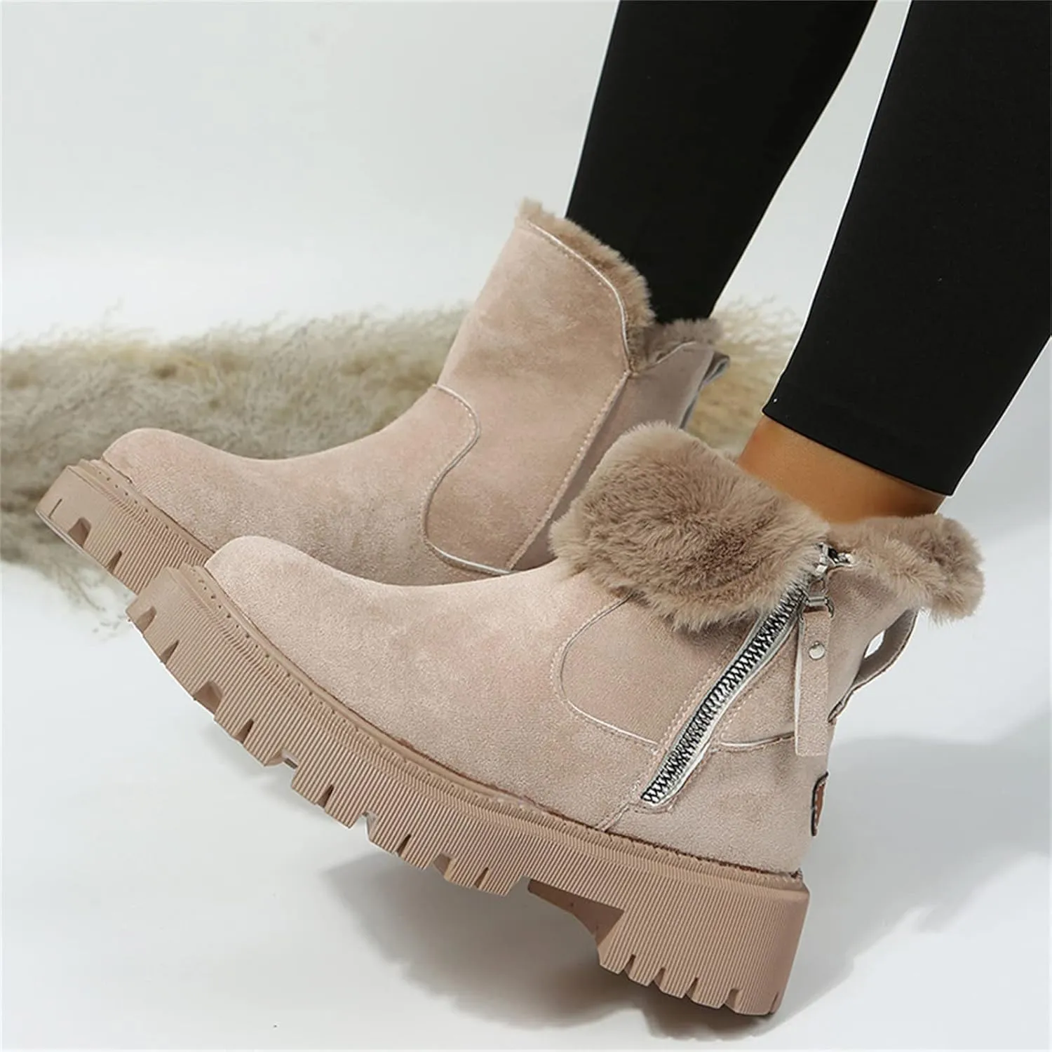 Winter Dress Boots For Women 2024 Snow Boots Classic Faux Fur Lined Slip On Ankle Booties Fashion Warm Loafers Shoes