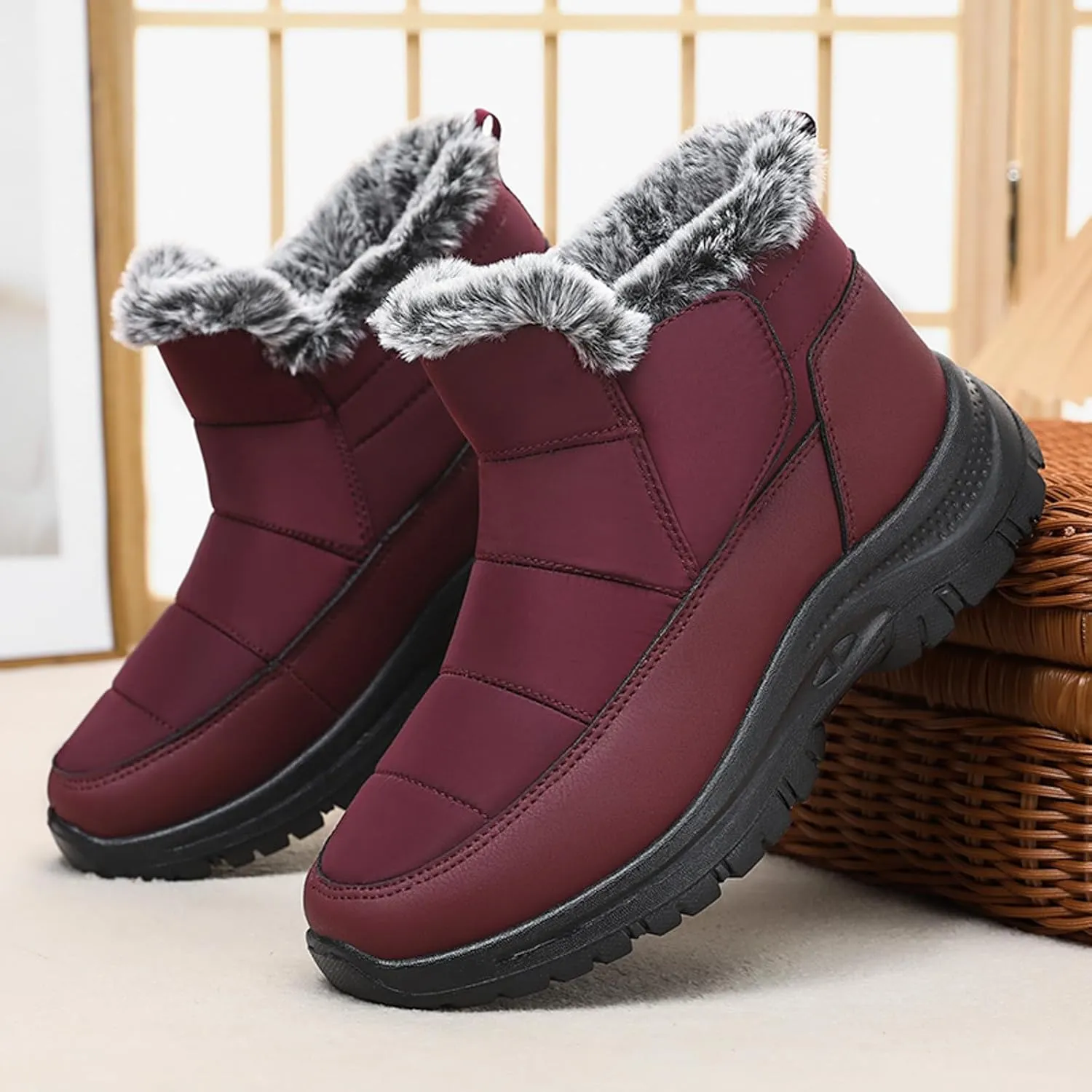Winter Thermal Boots for Women Arch Support Women's Warm Snow Winter Warm Hiking Work Comfy Boots Sneakers Slip on Walking Shoes Insulated Comfortable Ankle Booties