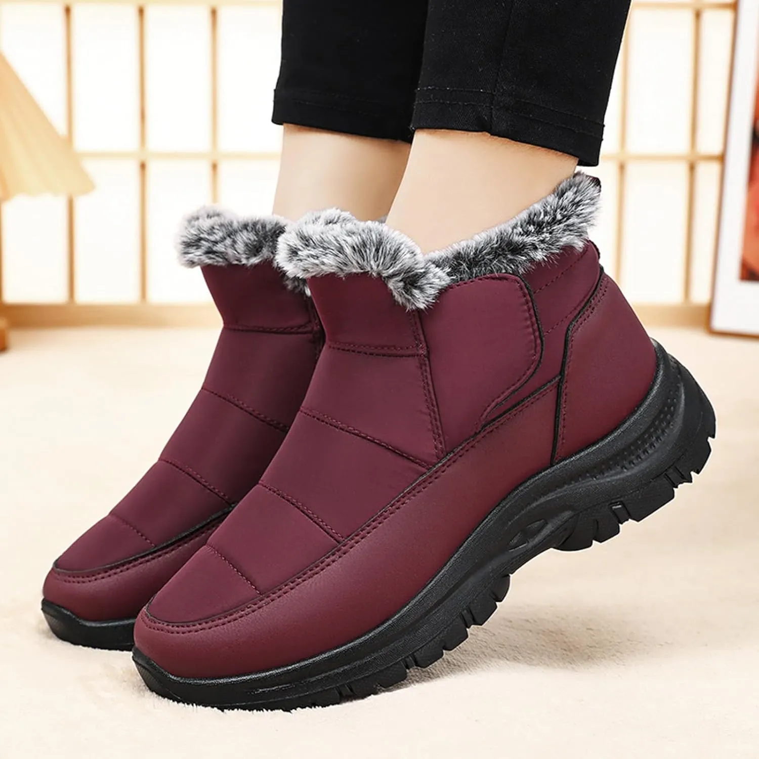 Winter Thermal Boots for Women Arch Support Women's Warm Snow Winter Warm Hiking Work Comfy Boots Sneakers Slip on Walking Shoes Insulated Comfortable Ankle Booties