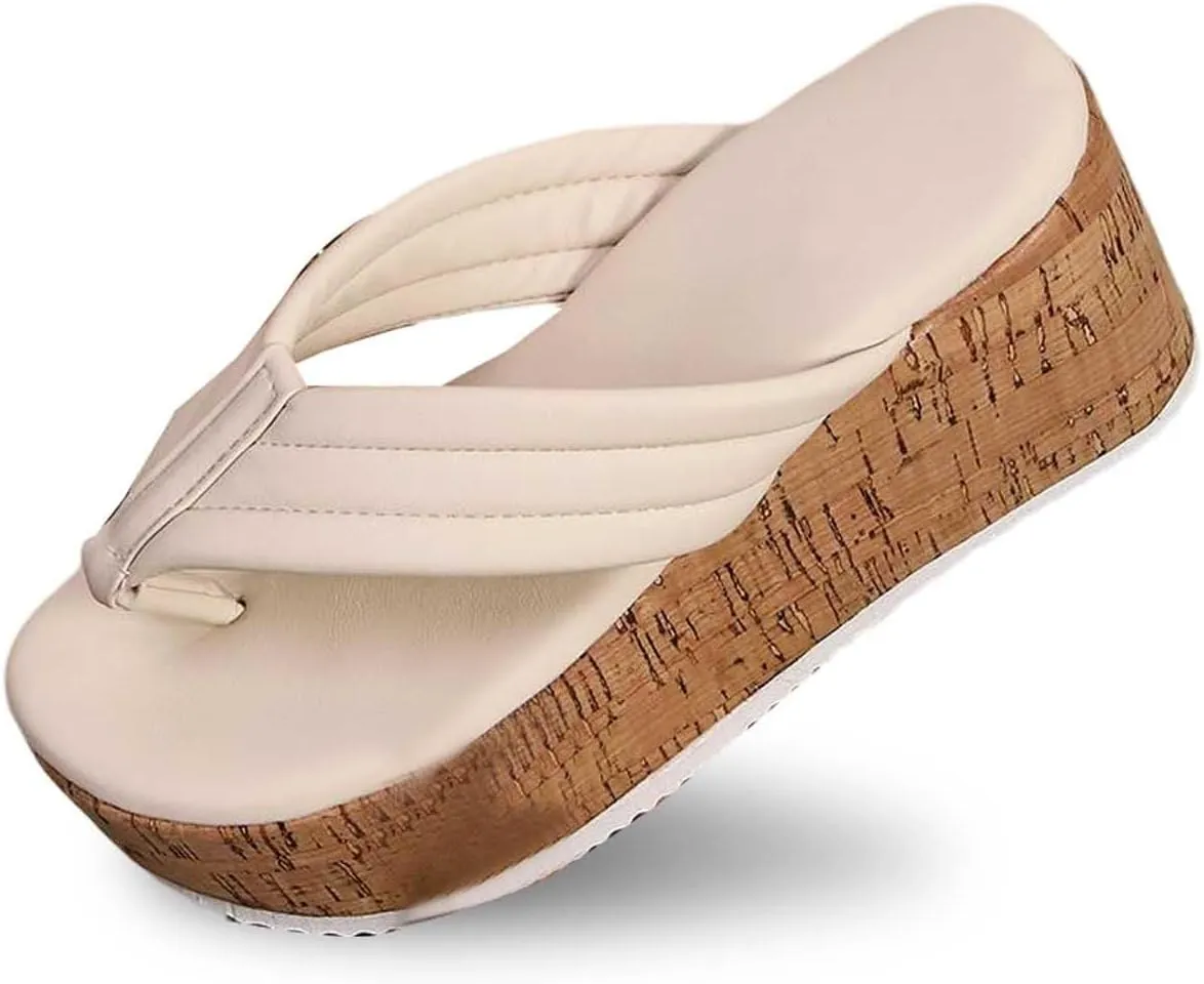 Women Dressy Summer Boho Clip Toe Platform Shoes with Arch Support Sandals Comfortable Flip Flops Outdoor Walking