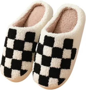 Women Home Slippers Cute Pattern Strawberry Slippers Indoor Outdoor Plaid Shoes Warm Soft Bedroom Shoes Fuzzy Closed Toe Sandals Non Slip House Bedroom Slippers