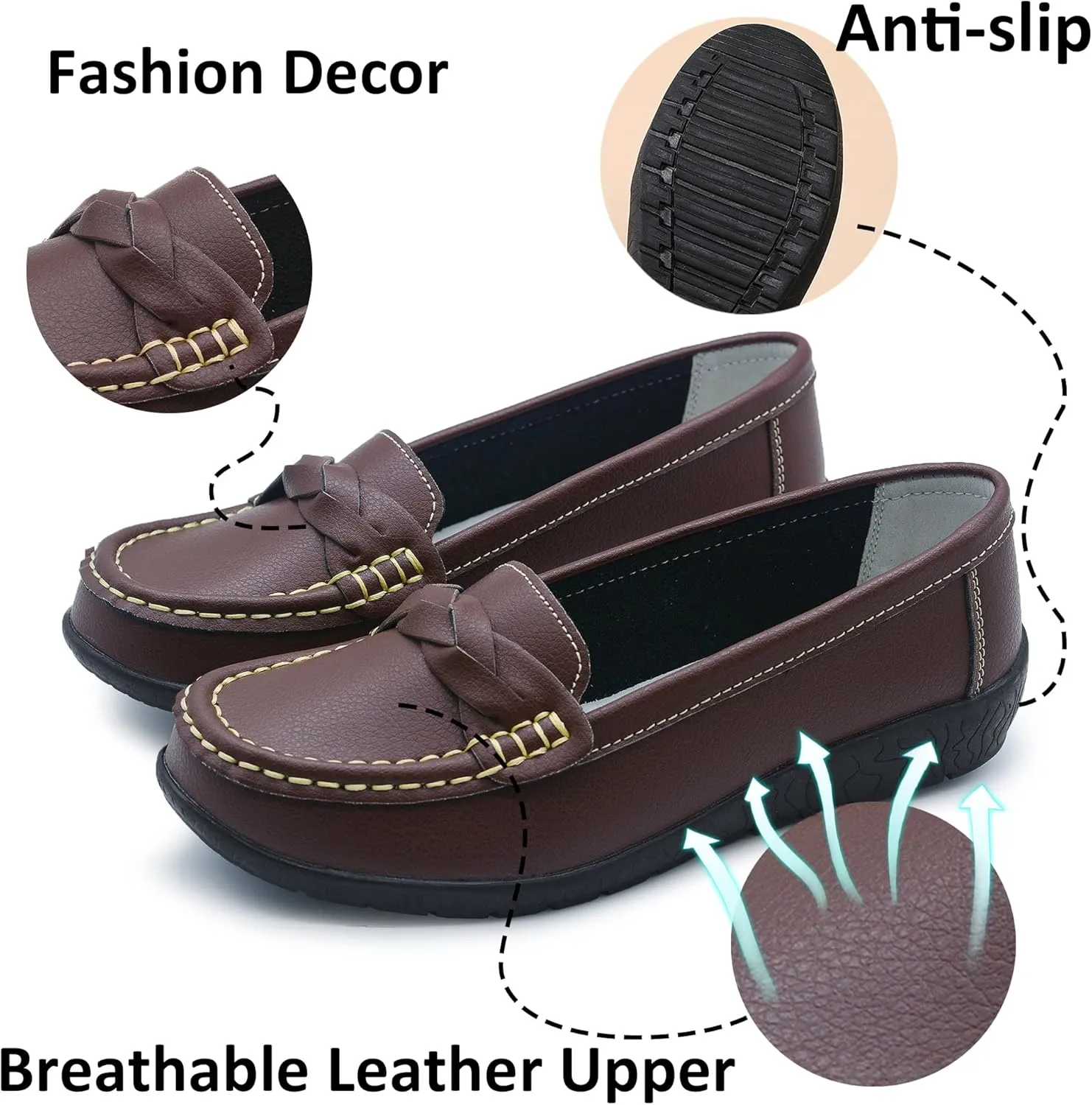 Women Loafers Flexible Breathable Slip-On Comfortable Sole Ladies Shoes for Walking