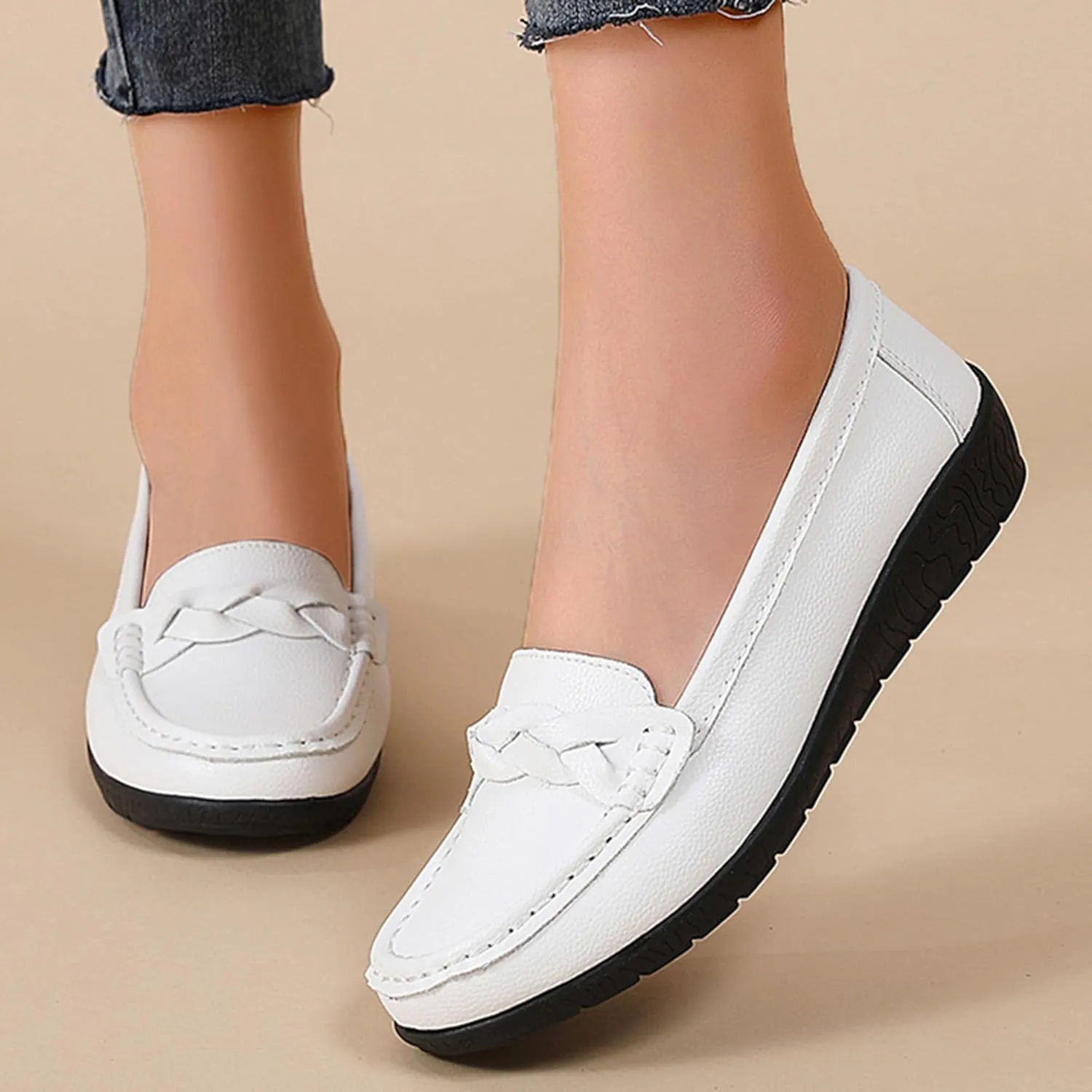 Women Loafers Flexible Breathable Slip-On Comfortable Sole Ladies Shoes for Walking