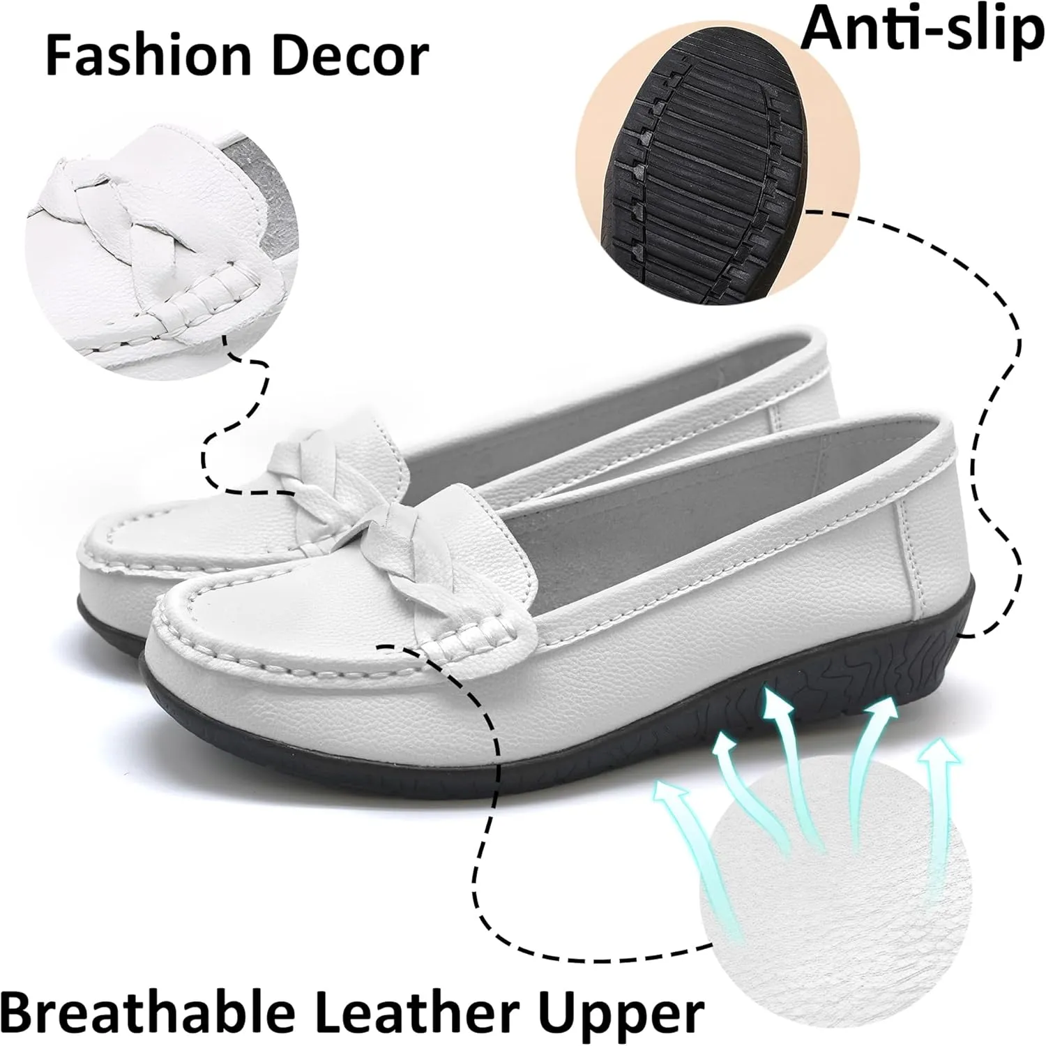 Women Loafers Flexible Breathable Slip-On Comfortable Sole Ladies Shoes for Walking