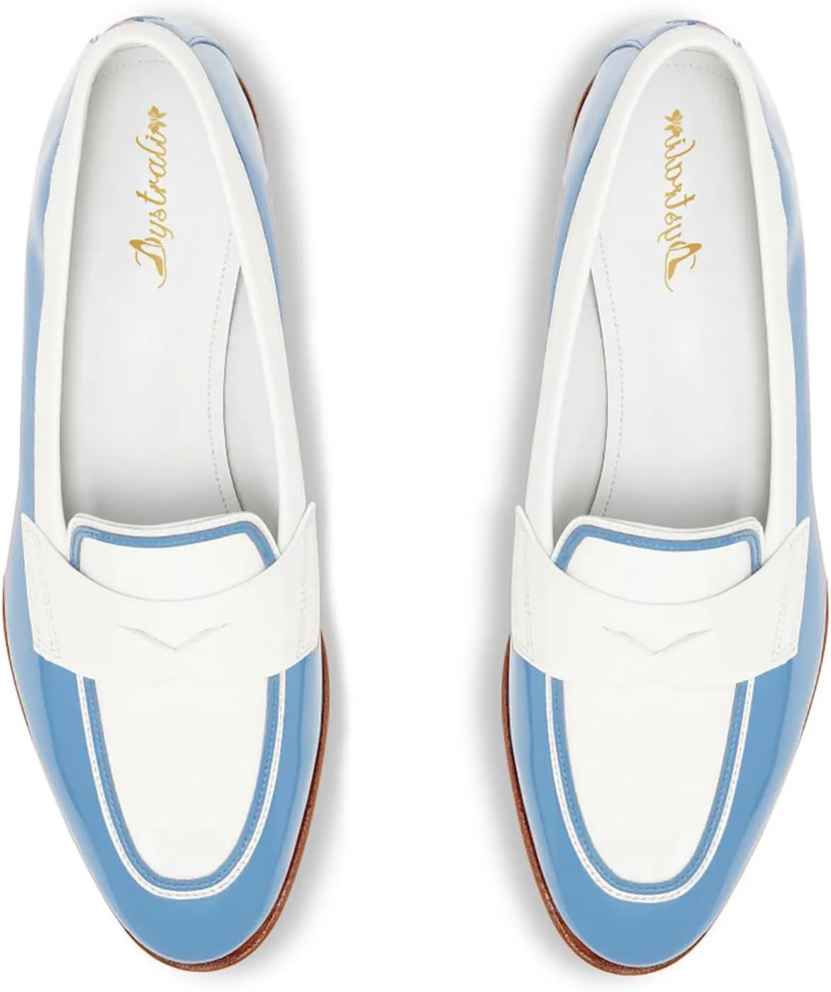 Women Patent Slip On Loafer Flats Two Tone Round Toe Flat Heel Penny Loafers Casual 1 inch Low Heel Loafer Dress Shoes Oxford Comfort Chic Colorblock Office Ladies Basic 4-11 M US