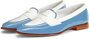 Women Patent Slip On Loafer Flats Two Tone Round Toe Flat Heel Penny Loafers Casual 1 inch Low Heel Loafer Dress Shoes Oxford Comfort Chic Colorblock Office Ladies Basic 4-11 M US