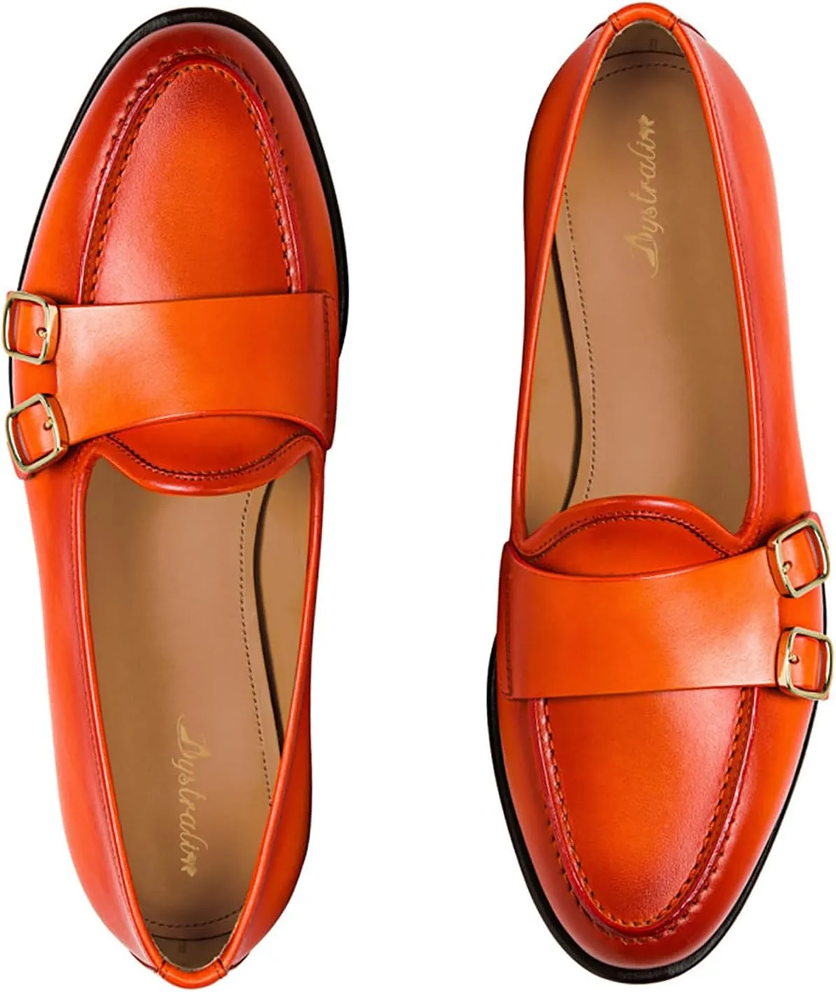 Women Round Toe Slip On Loafer Flats Monk Strap Casual Comfy 1 inch Flat Heel Dress Loafers Patent Buckle Strap Penny Loafers Office Ladies Walking Drive Loafers Retro 4-11 M US