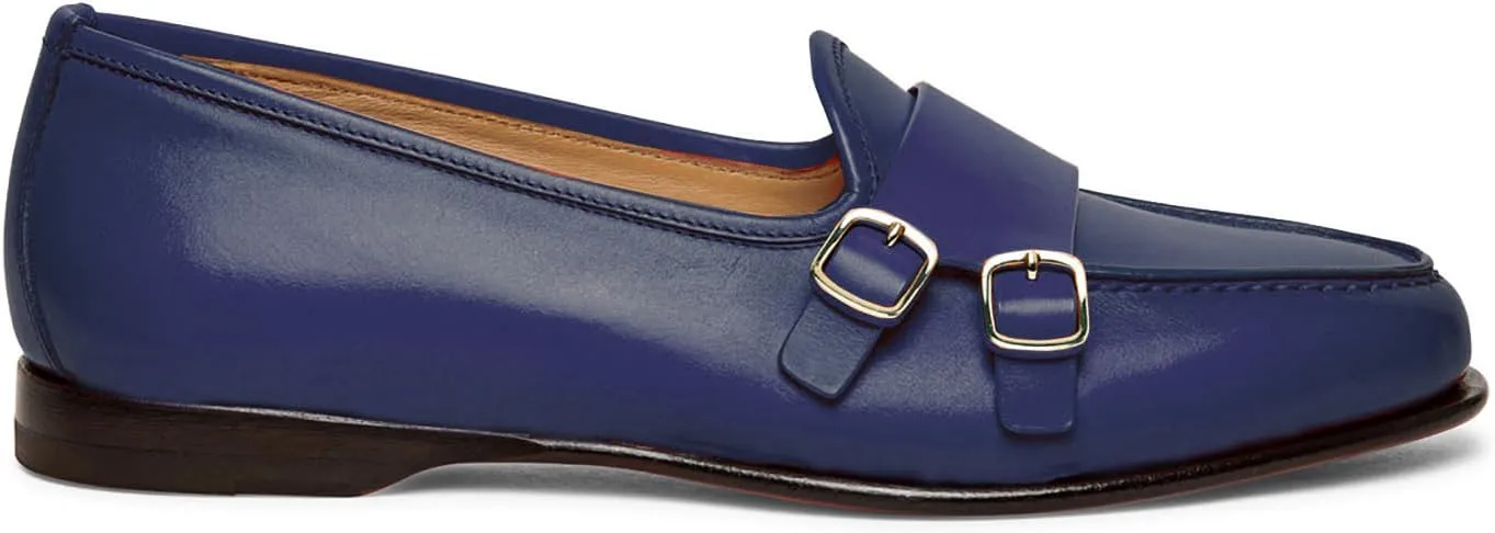 Women Round Toe Slip On Loafer Flats Monk Strap Casual Comfy 1 inch Flat Heel Dress Loafers Patent Buckle Strap Penny Loafers Office Ladies Walking Drive Loafers Retro 4-11 M US