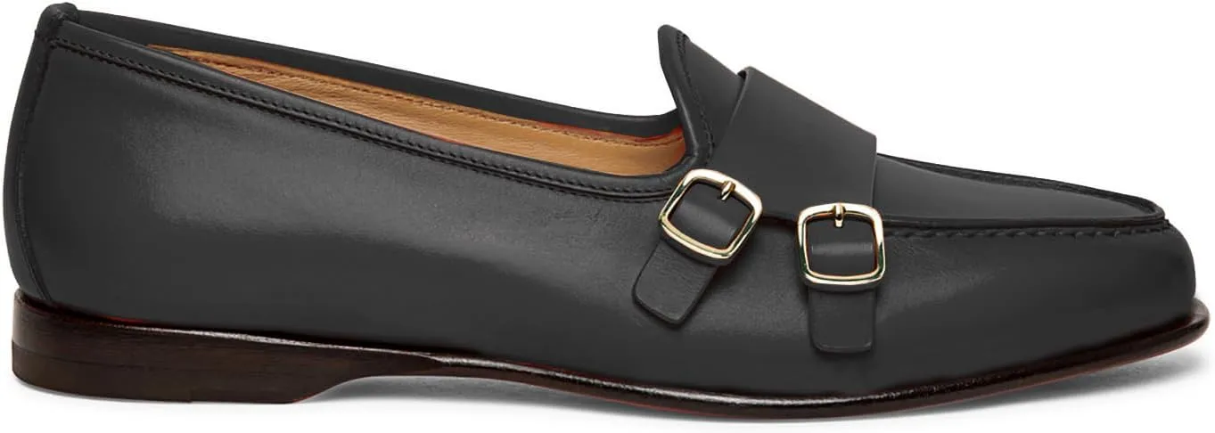 Women Round Toe Slip On Loafer Flats Monk Strap Casual Comfy 1 inch Flat Heel Dress Loafers Patent Buckle Strap Penny Loafers Office Ladies Walking Drive Loafers Retro 4-11 M US