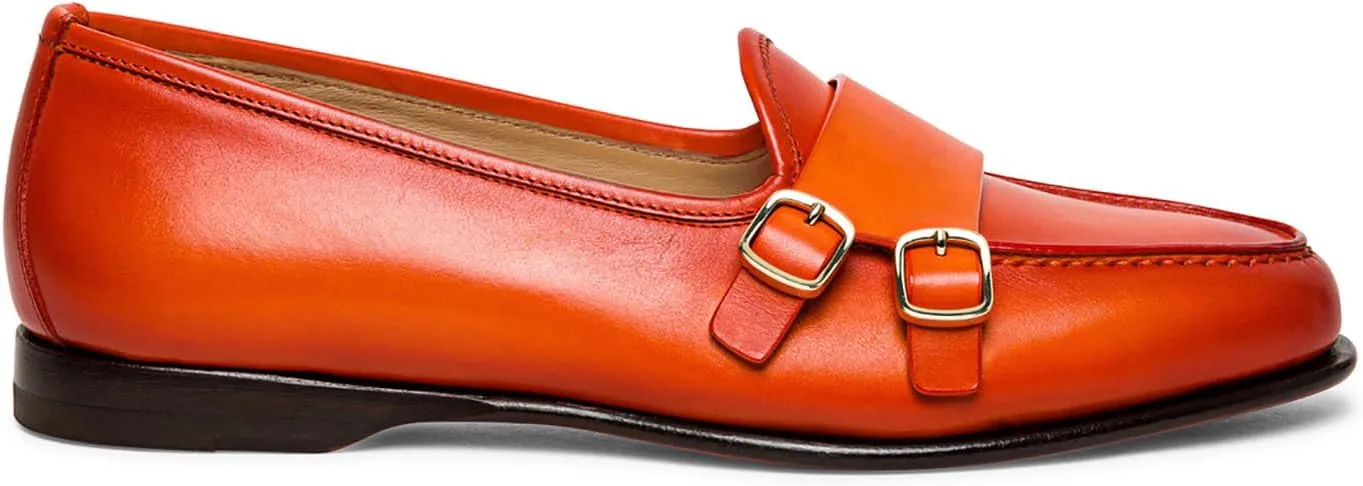 Women Round Toe Slip On Loafer Flats Monk Strap Casual Comfy 1 inch Flat Heel Dress Loafers Patent Buckle Strap Penny Loafers Office Ladies Walking Drive Loafers Retro 4-11 M US