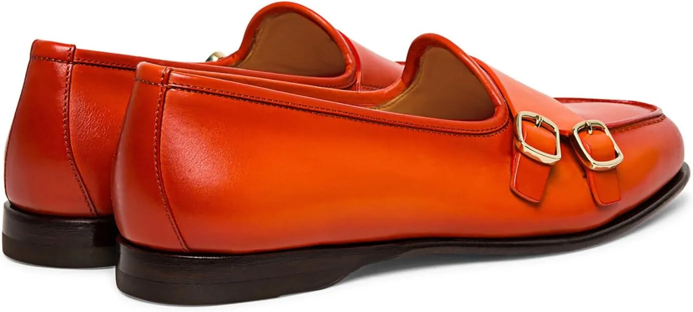 Women Round Toe Slip On Loafer Flats Monk Strap Casual Comfy 1 inch Flat Heel Dress Loafers Patent Buckle Strap Penny Loafers Office Ladies Walking Drive Loafers Retro 4-11 M US