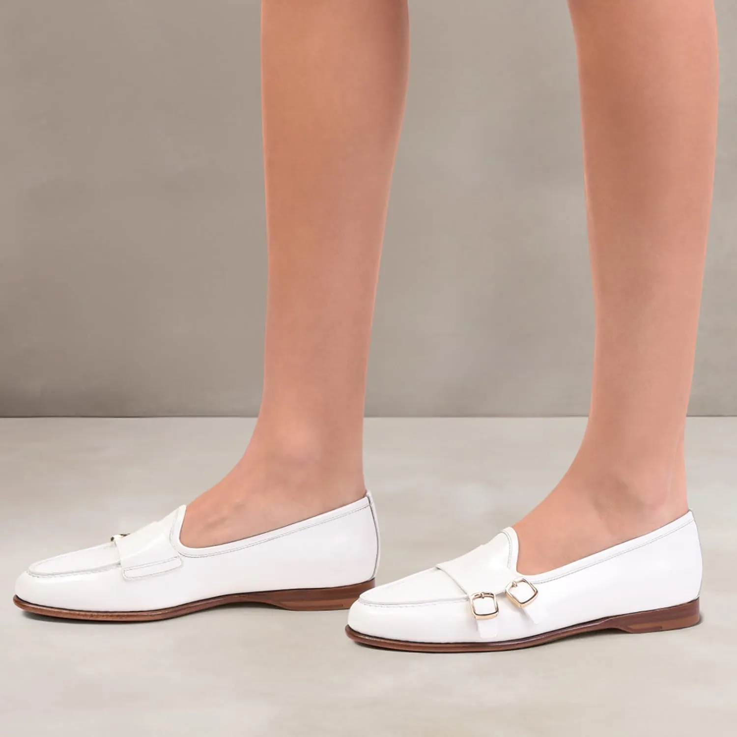 Women Round Toe Slip On Loafer Flats Monk Strap Casual Comfy 1 inch Flat Heel Dress Loafers Patent Buckle Strap Penny Loafers Office Ladies Walking Drive Loafers Retro 4-11 M US