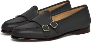 Women Round Toe Slip On Loafer Flats Monk Strap Casual Comfy 1 inch Flat Heel Dress Loafers Patent Buckle Strap Penny Loafers Office Ladies Walking Drive Loafers Retro 4-11 M US