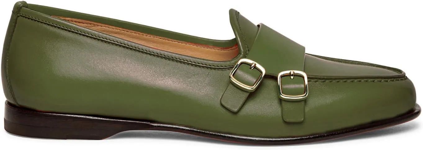 Women Round Toe Slip On Loafer Flats Monk Strap Casual Comfy 1 inch Flat Heel Dress Loafers Patent Buckle Strap Penny Loafers Office Ladies Walking Drive Loafers Retro 4-11 M US