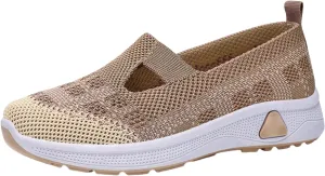 Women Walking Shoes Slip On Comfortable Women's Woven Orthopedic Breathable Soft Sole Shoes Hands Free Slip in Sneakers for Walking Trave