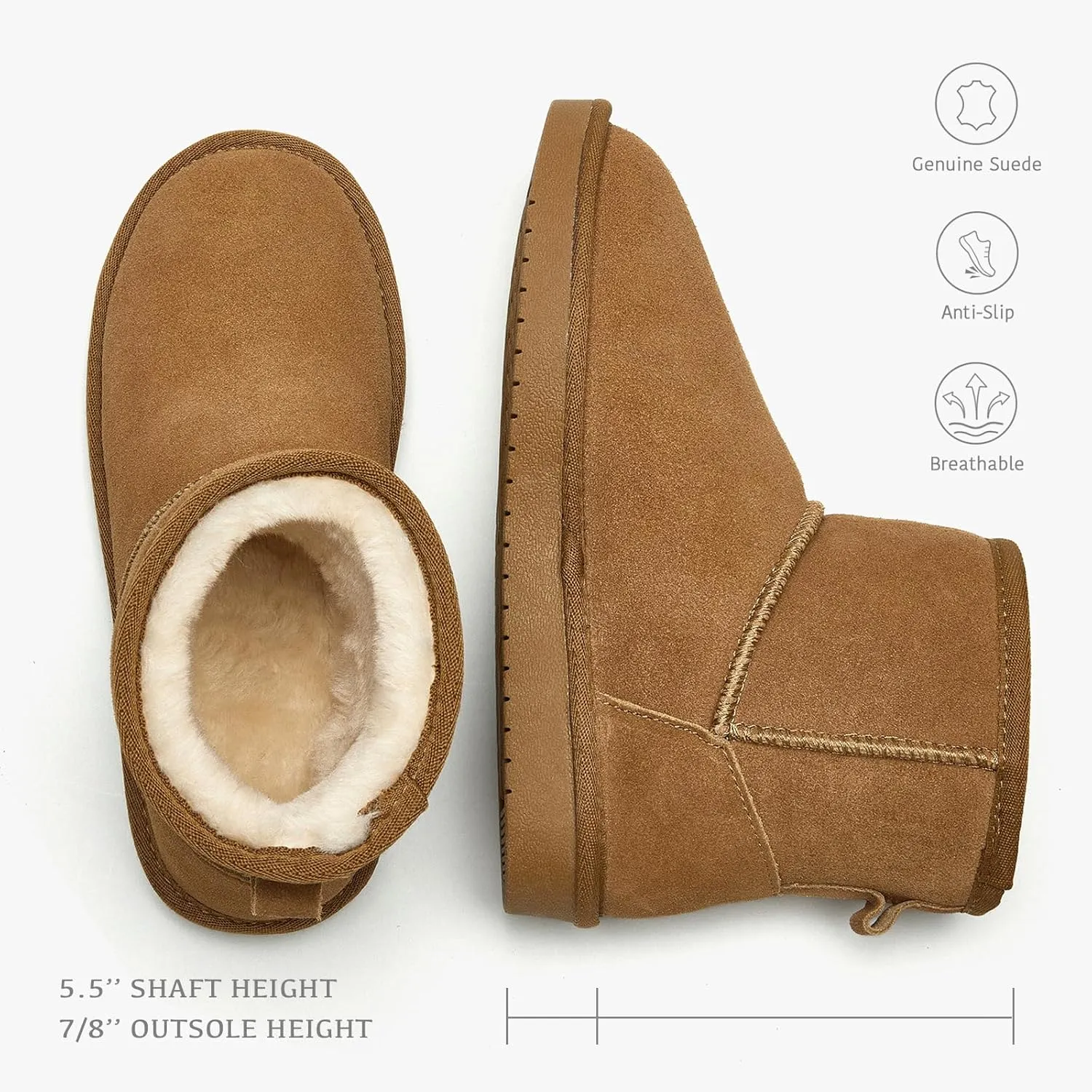 Women Winter Snow Boots Suede Mini Boots with Fur Lined Slip On Anti-Slip Comfort Ankle Boots for Women