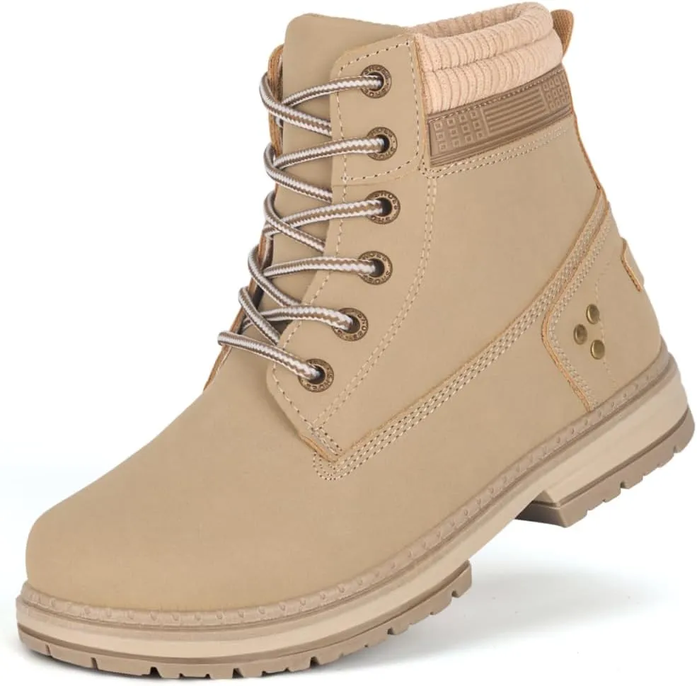 Women Work Hiking Boots - Comfortable Waterproof Lace Up Lightweight Black