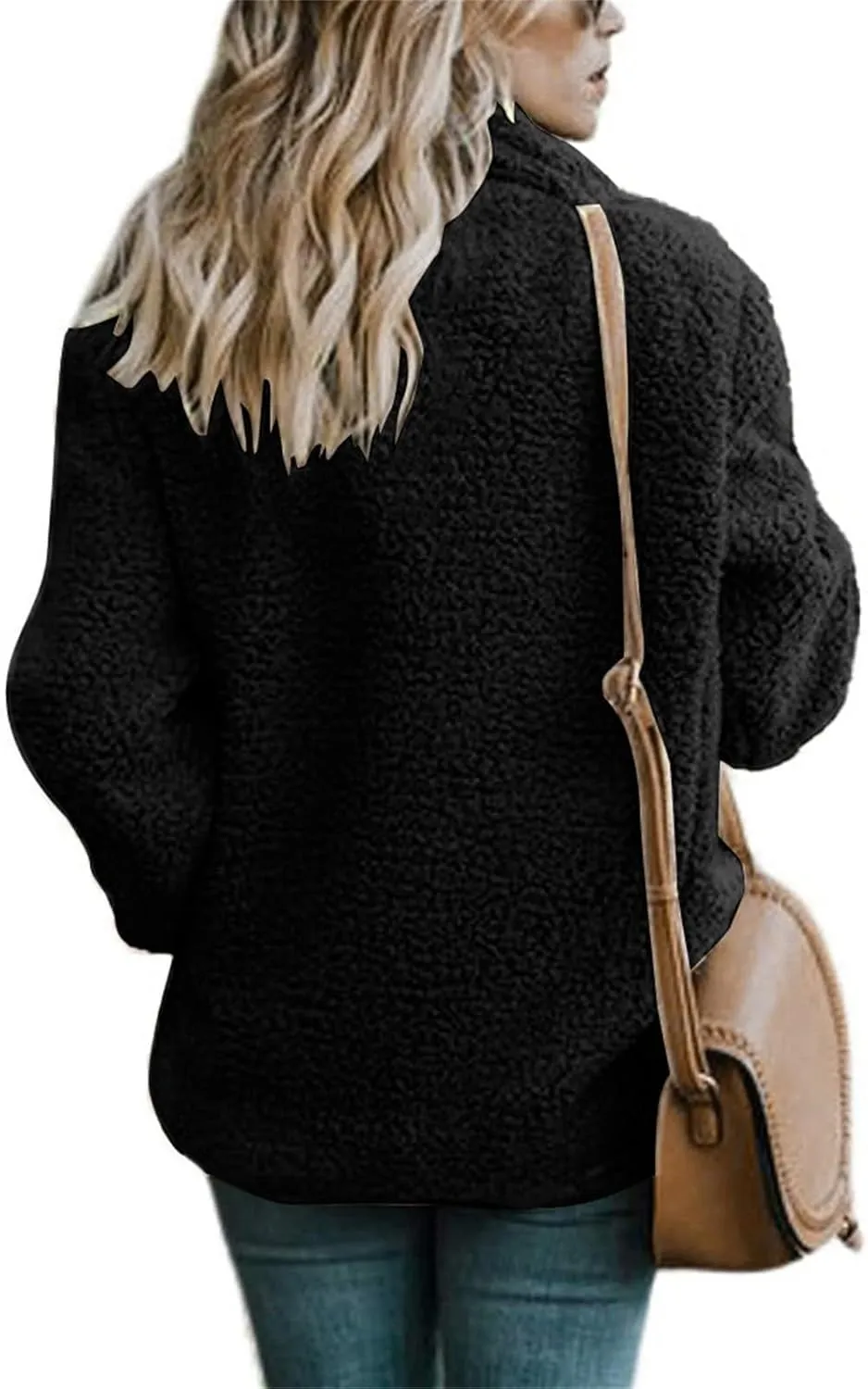 Women's 2024 Winter Faux Fur Coats Lapel Long Sleeve Fuzzy Fleece Outerwear Button Sherpa Trench Jackets Fall Outfits