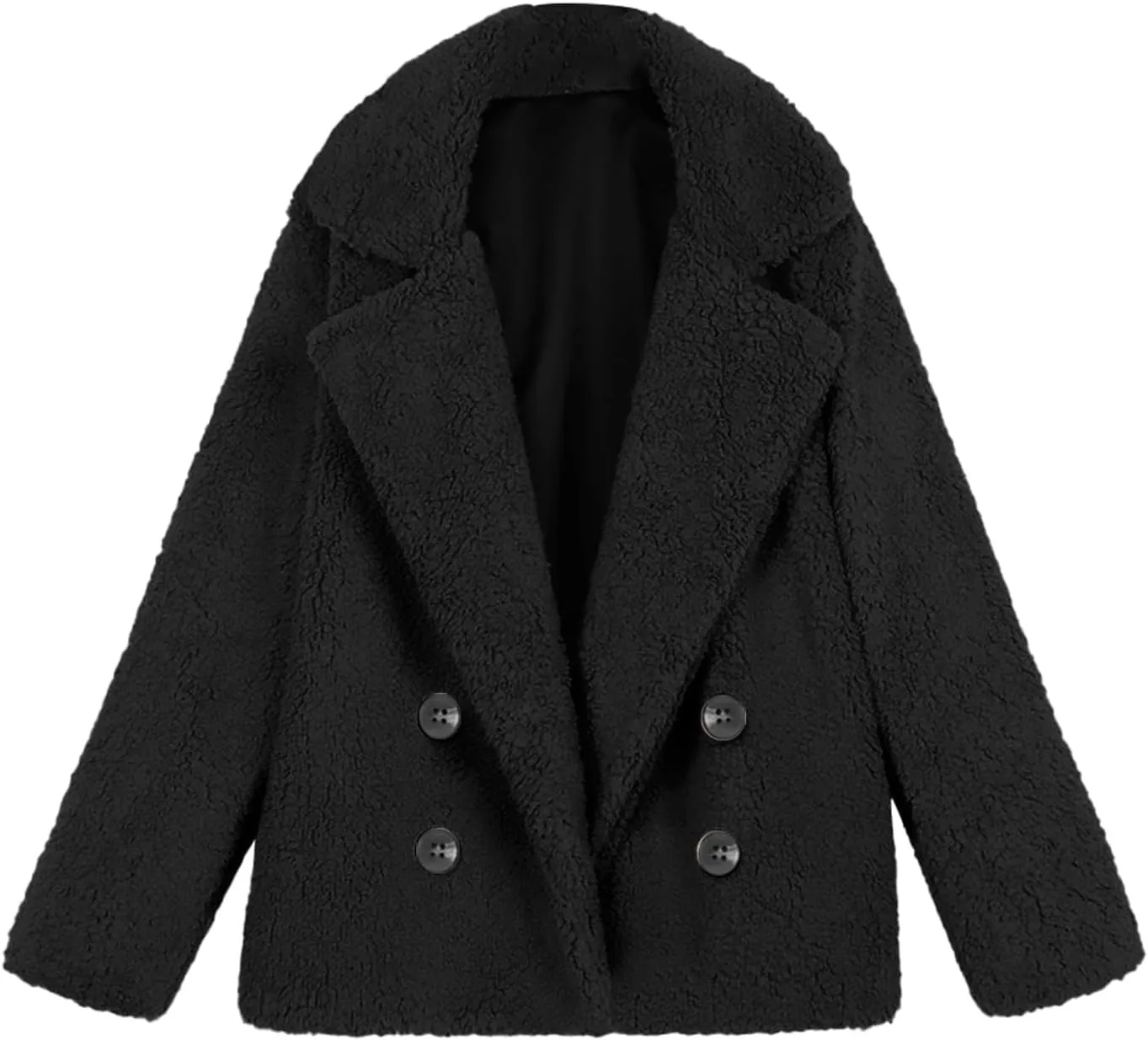 Women's 2024 Winter Faux Fur Coats Lapel Long Sleeve Fuzzy Fleece Outerwear Button Sherpa Trench Jackets Fall Outfits