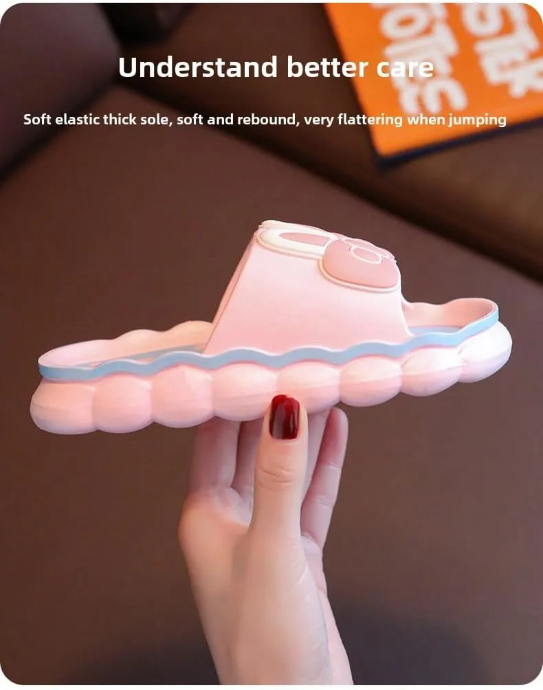 Women's & Girls' Strawberry Bow Slip-On Sandals - Cute Cartoon Design, Non-Slip Summer Indoor/Outdoor Home Slippers