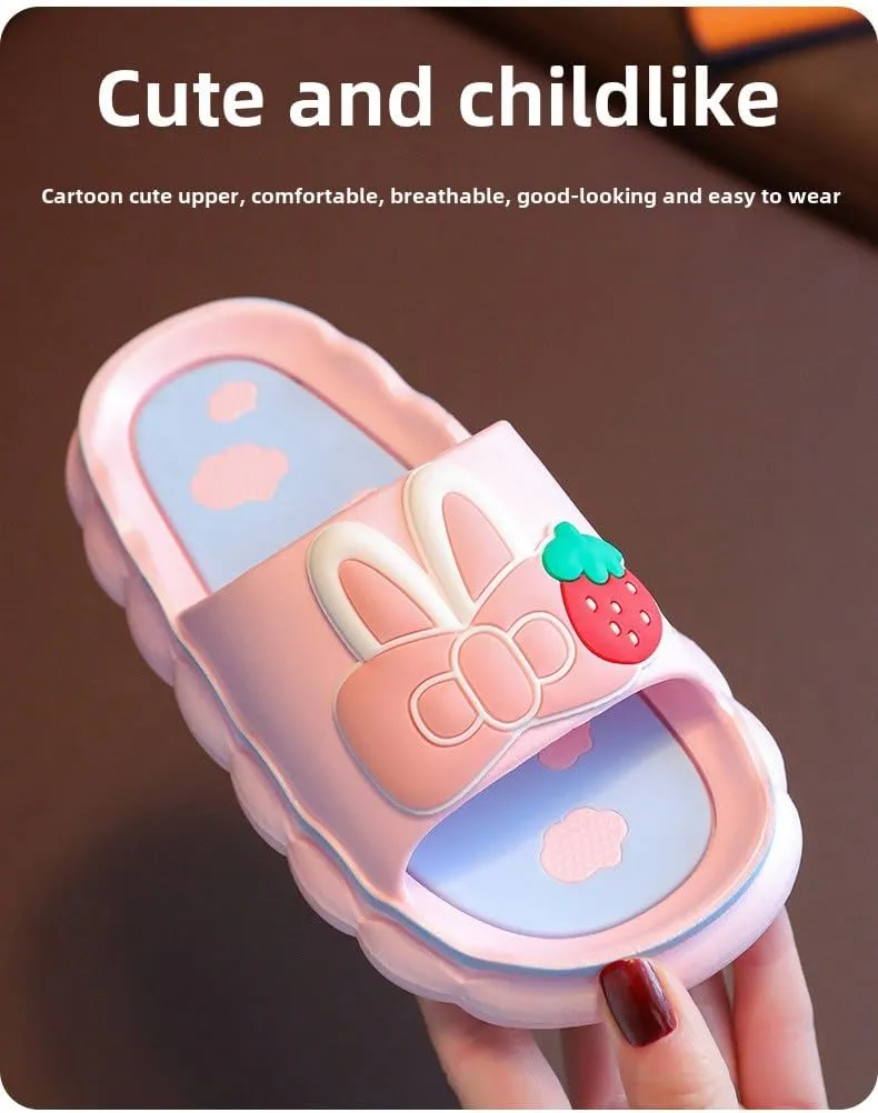 Women's & Girls' Strawberry Bow Slip-On Sandals - Cute Cartoon Design, Non-Slip Summer Indoor/Outdoor Home Slippers