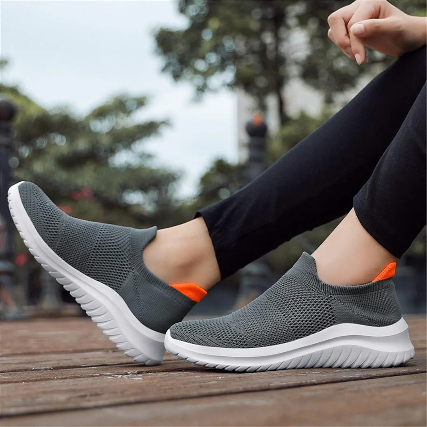 Women's Athletic Walking Shoes Slip On Casual Mesh Non Slip Work Shoes Women Arch Support Casual Dress Shoes White Sneakers Steel Toe Tennis Shoe Trainers Shoe