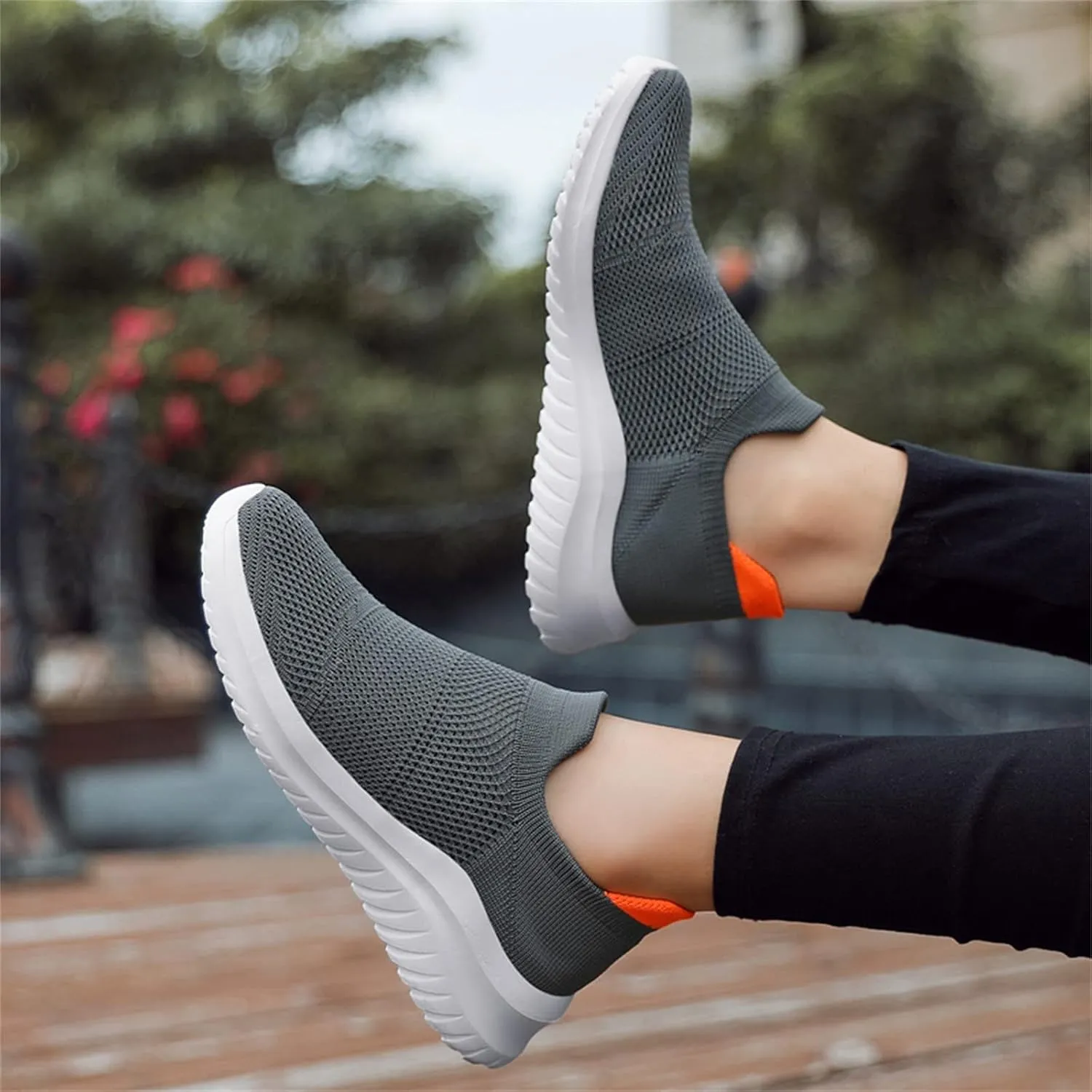 Women's Athletic Walking Shoes Slip On Casual Mesh Non Slip Work Shoes Women Arch Support Casual Dress Shoes White Sneakers Steel Toe Tennis Shoe Trainers Shoe