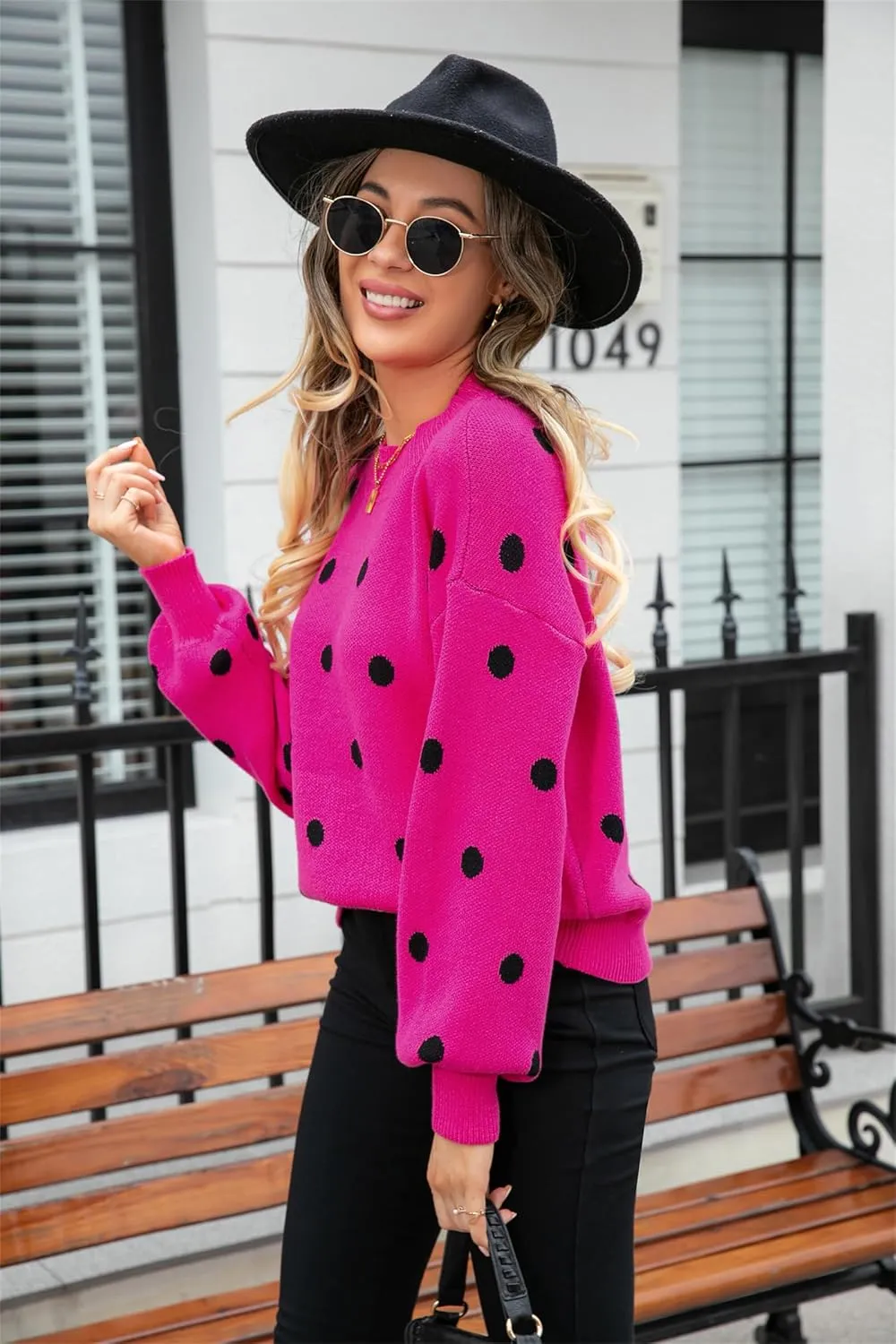 Womens Autumn Winter Sweaters Warm Comfortable Pullovers Casual Fashion Cardigans Ladies Polka Dot Knit Sweater