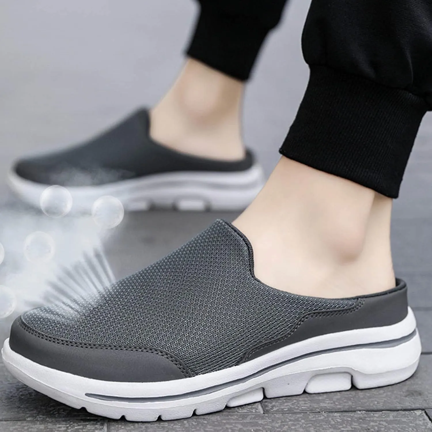 Women's Backless Slip on Mesh Sneakers Shoes Mens Casual Shoes Dressy Black Casual Shoes Waterproof Sneakers White Tennis Shoe Cross Trainer Shoe