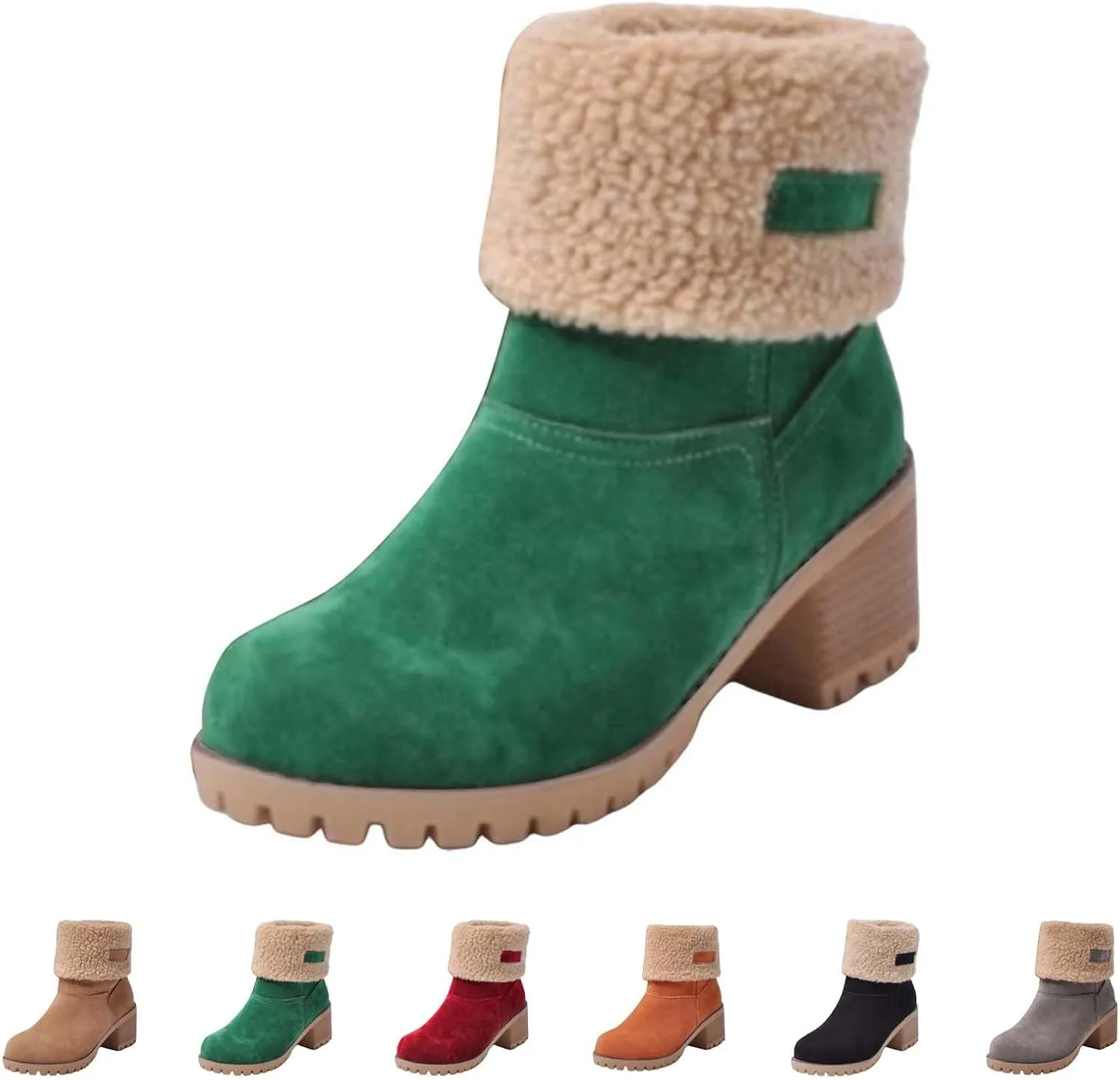 Womens Boots 2024 Winter Warm Snow Boots Ladies Casual Fashion Booties Ankle Boots Womens Mid Calf Boots