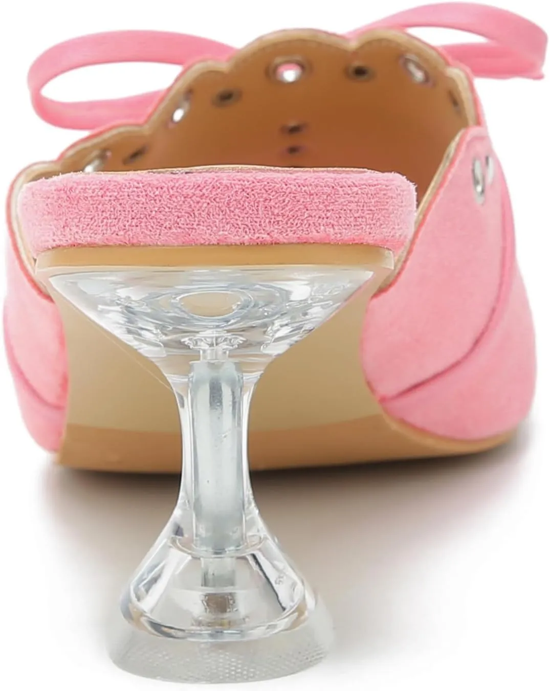 Women's Bow Heels Slippers Square Toe Clear Kitten Heeled Sandals Comfortable Mules Slip On Party Prom Dress Shoes