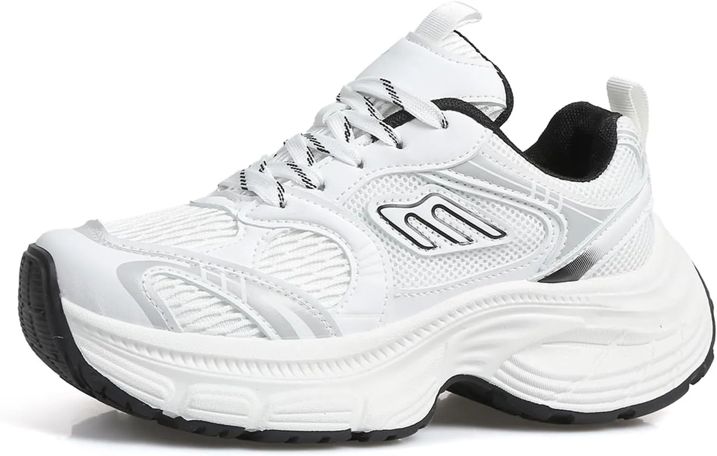Women's Breathable Dad Shoes Spring Autumn Mesh Thick-Soled White Sneakers Casual Trainers Fashion Lace-up Sports Shoes