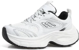 Women's Breathable Dad Shoes Spring Autumn Mesh Thick-Soled White Sneakers Casual Trainers Fashion Lace-up Sports Shoes
