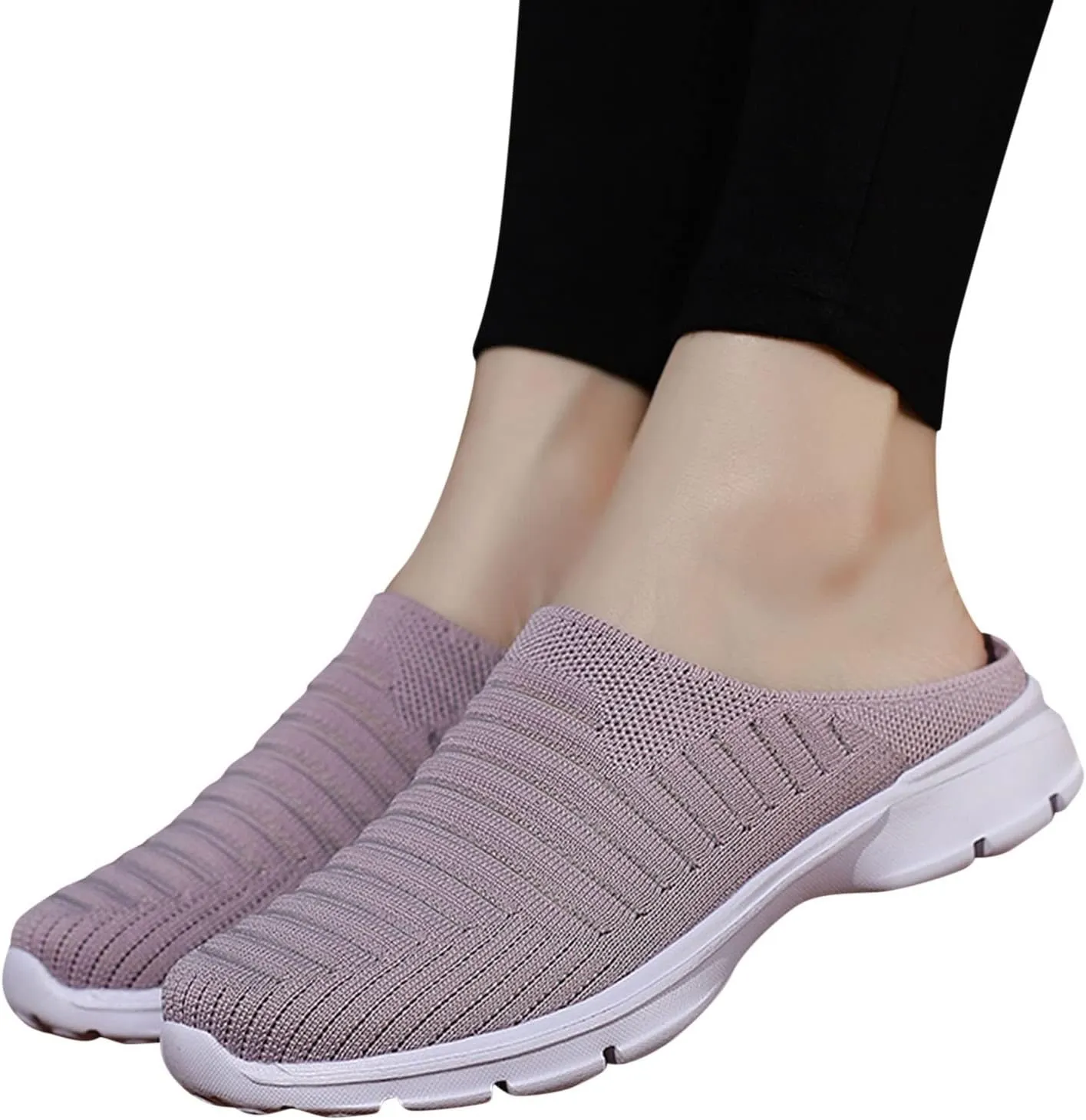 Womens Breathable Mesh Walking Mules Sneakers Womens Running Shoes Mesh Breathable Casual Tennis Shoes White Platform Sneakers Slip On Tennis Shoe Cross Trainer Shoe