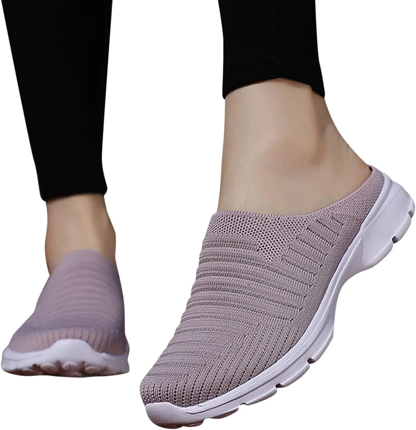 Womens Breathable Mesh Walking Mules Sneakers Womens Running Shoes Mesh Breathable Casual Tennis Shoes White Platform Sneakers Slip On Tennis Shoe Cross Trainer Shoe