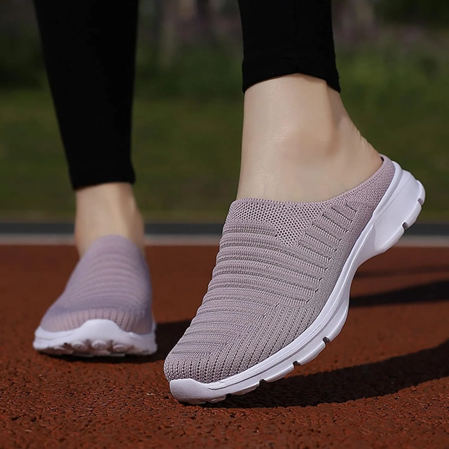 Womens Breathable Mesh Walking Mules Sneakers Womens Running Shoes Mesh Breathable Casual Tennis Shoes White Platform Sneakers Slip On Tennis Shoe Cross Trainer Shoe