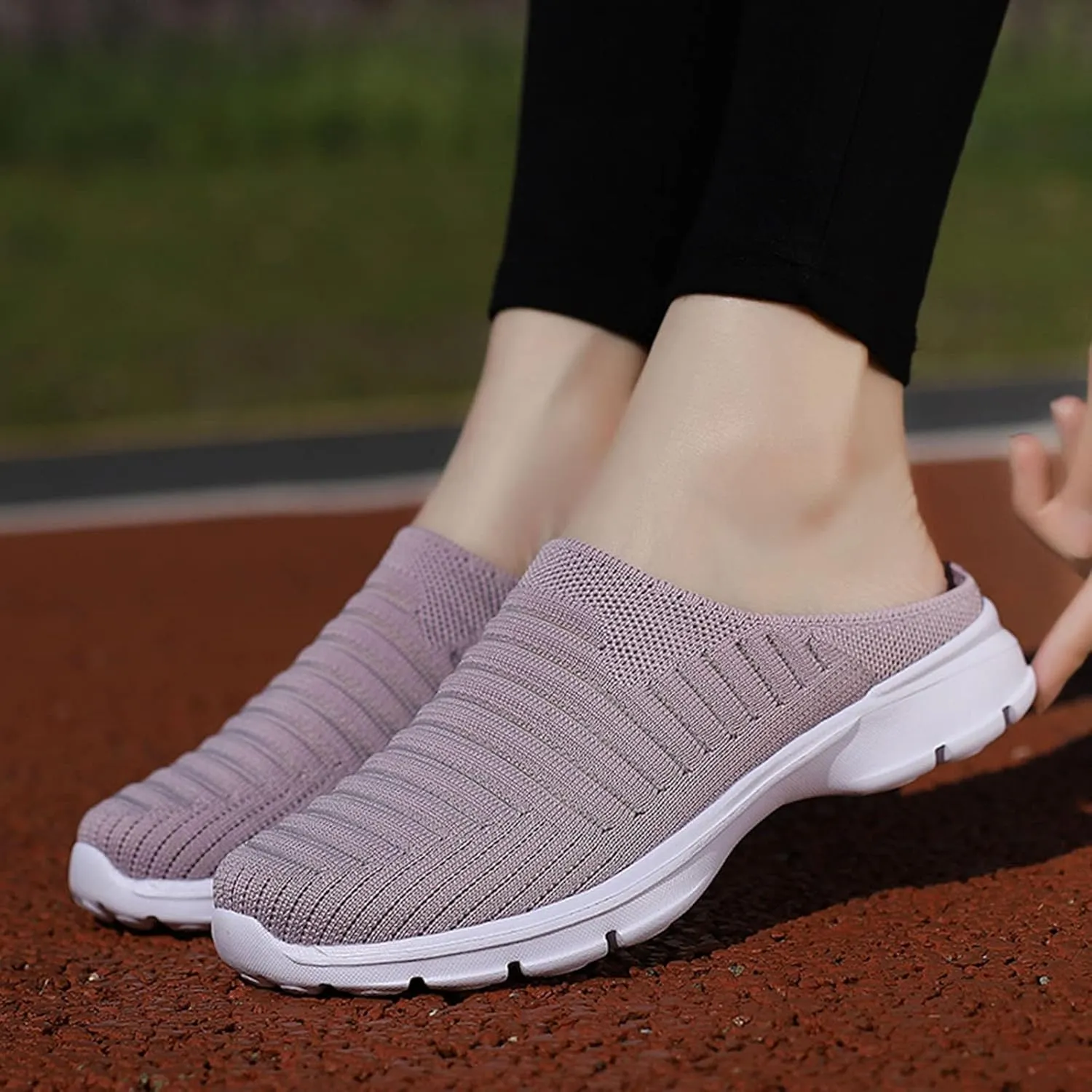 Womens Breathable Mesh Walking Mules Sneakers Womens Running Shoes Mesh Breathable Casual Tennis Shoes White Platform Sneakers Slip On Tennis Shoe Cross Trainer Shoe
